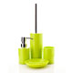 3D фотография набора зеленого цвета для ванной комнаты, съемка в 3D ванных принадлежностей